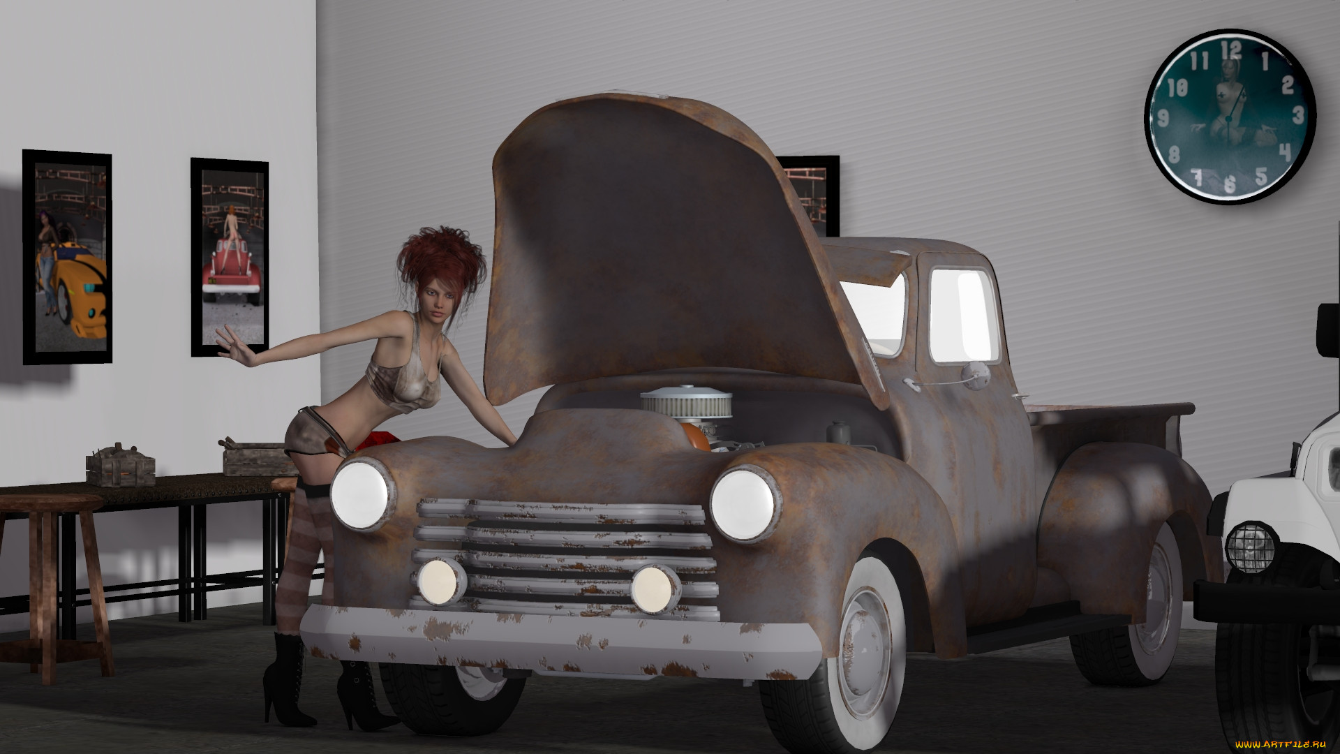 , 3d car&girl, , , , , , 